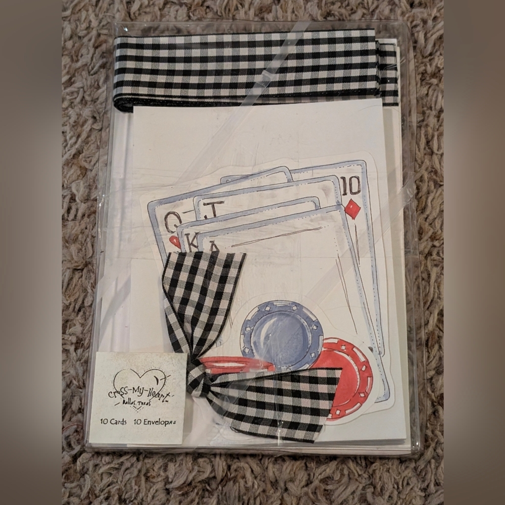 Playing Cards, Poker Chips 3D Invitations, Ribbon & Envelopes By Cross My Heart